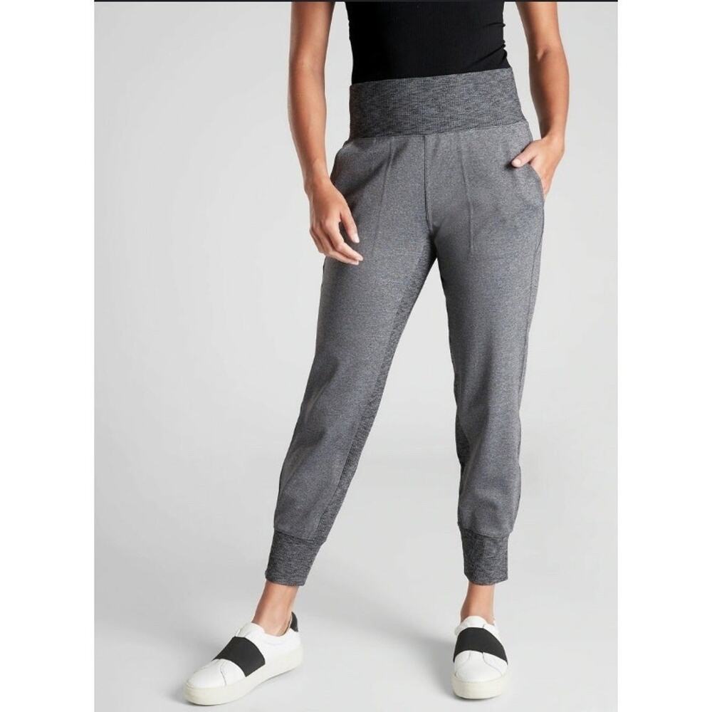 Athleta Venice High Rise Jogger Womens Peans S Heather Gray Zip Pockets NWOT